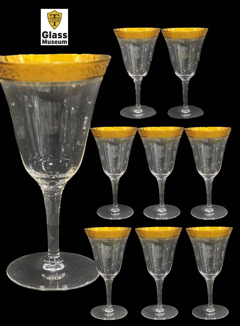A Set of Eight American Tiffin Gilt Glass Goblets (1 of 4)