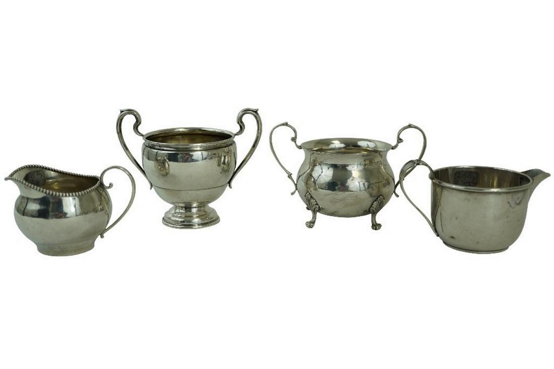 Two Sets of Sterling Silver Creamers and Sugars (1 of 4)