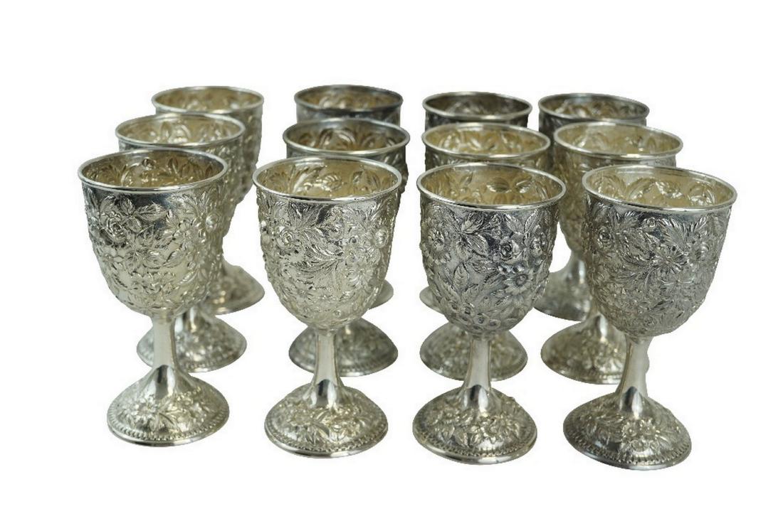 Set of Twelve S. Kirk & Son Sterling Repousse Water Gob (1 of 3)