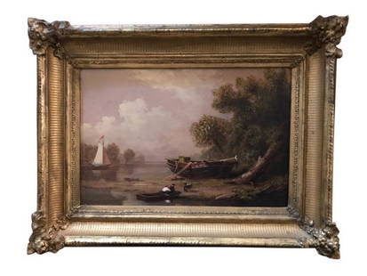 Xanthus Smith, The Inlet at Station Creek: Lot 248 Xanthus Russell Smith (1839-1929) Inlet at Station Creek, South CarolinaÂ 1866 Actual: 8 x 12 in. Framed: 12 1/2 x 18 1/2 in.Â Oil on Canvas Unsigned Illustrated in Philadelphia Collecti