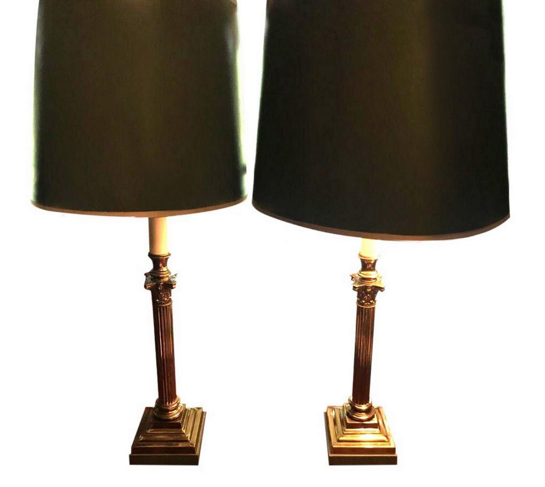 Pair of Brass Column Table Lamps (1 of 1)
