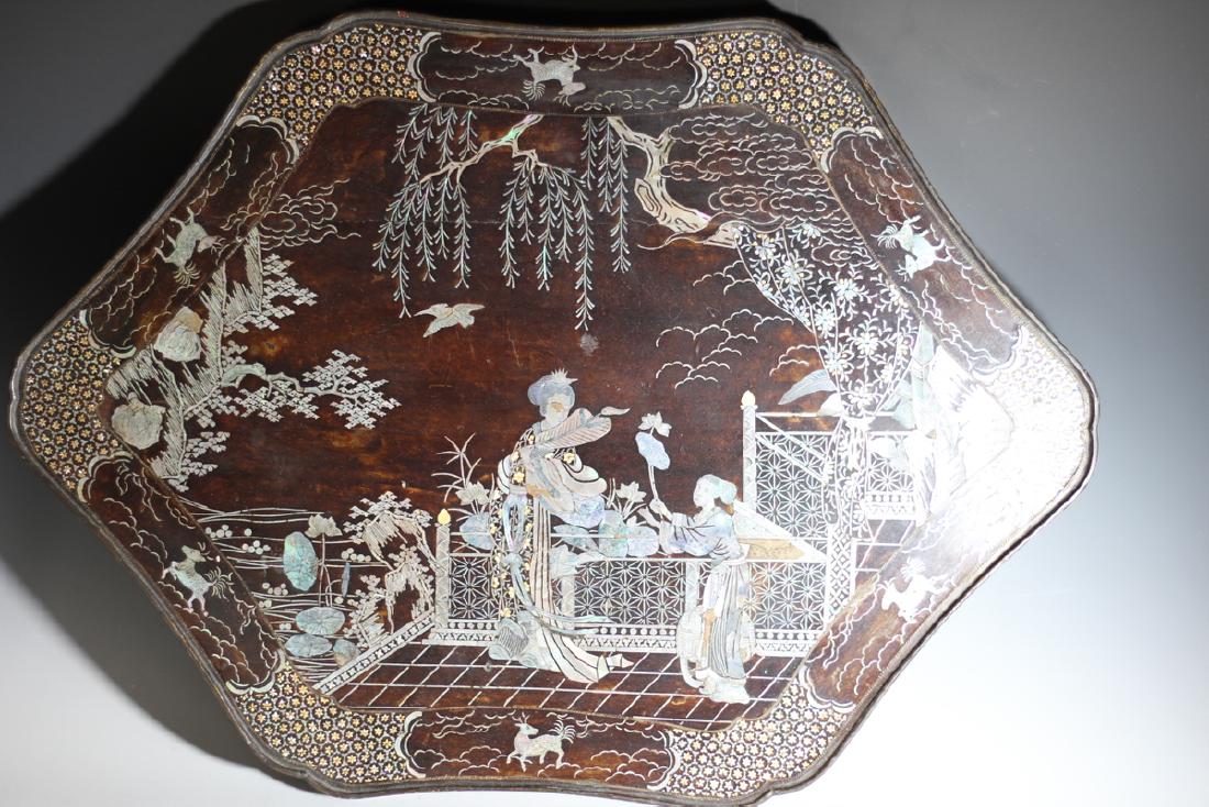 Chinese mother of pearl inlaid panel: must be a part of a incense table, 23"X25"