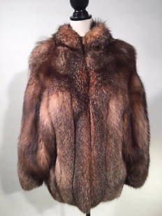 Crystal Fox Jacket: Crystal Fox jacket with dolman sleeves, Size Medium, Dimensions: 18" w x 31" l x 24" sleeve.