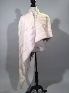 Christian Dior White Mink Cape: White Mink asymetrical cape, Christian Dior Label, size Small-Medium, Dimensions: 18" w x 51" l