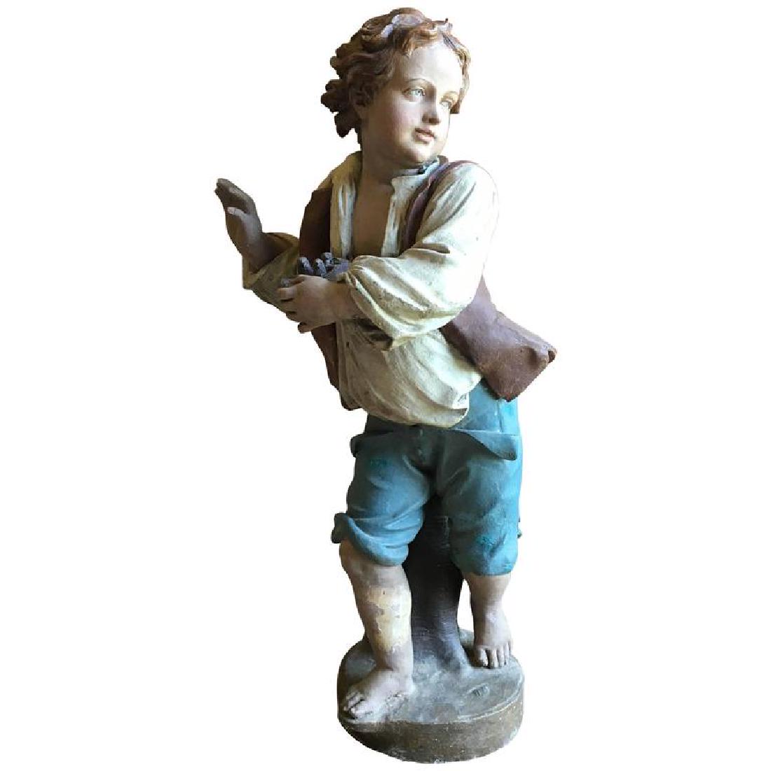 Painted Stucco Statue Of Boy (1 of 6)