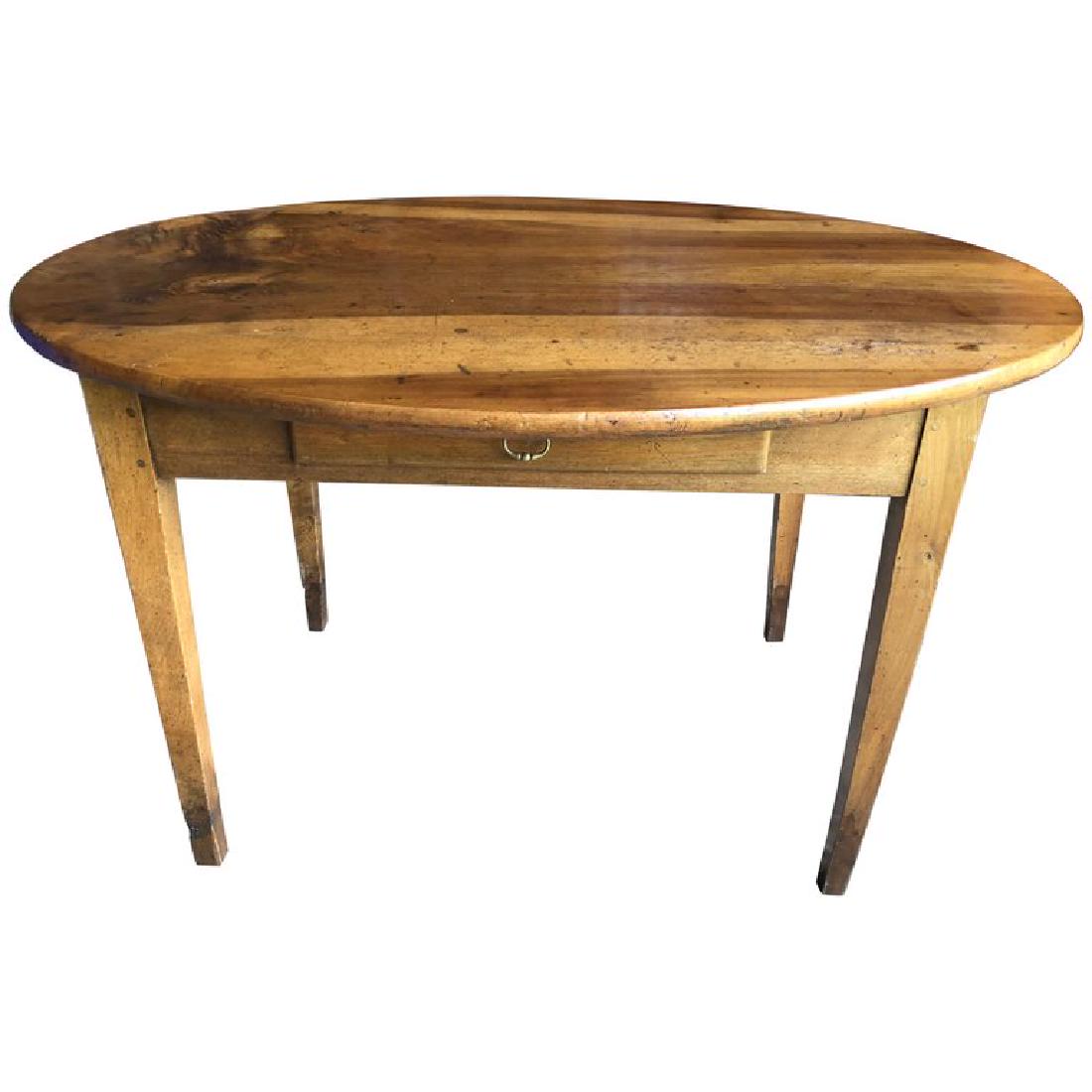 French Country Oval Farm Table, Walnut, 19th C. (1 of 8)