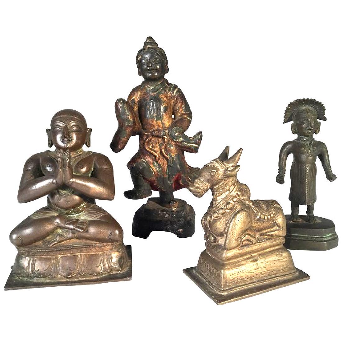 Group Of 4 Metal Deity Statues, Asian, 18th-19th C. (1 of 6)