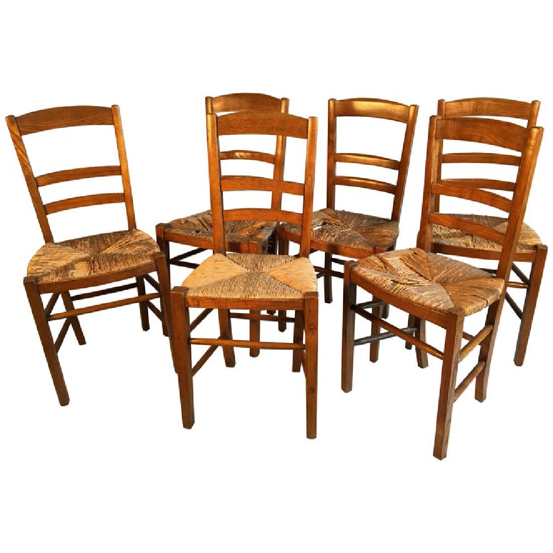 Six French Country Side Chairs, Elm (1 of 5)
