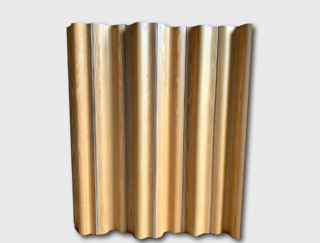 Eames Folding Screen: A Charles and Ray Eames molded plywood folding screen, designed 1946. Dimensions: 68.5" h x 60" w. Good condition.