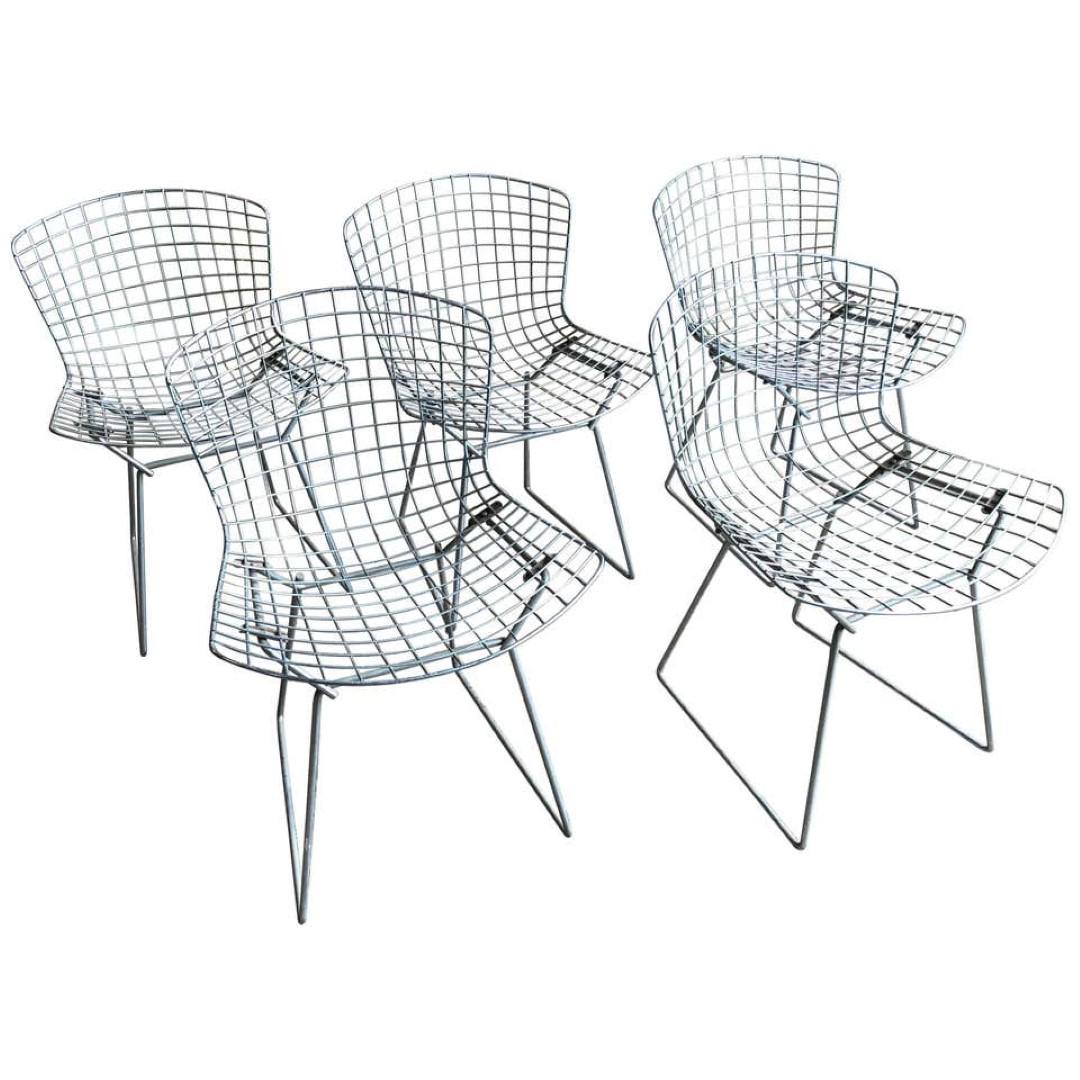 Group of 5 Bertoia Side Chairs in Chrome (1 of 8)