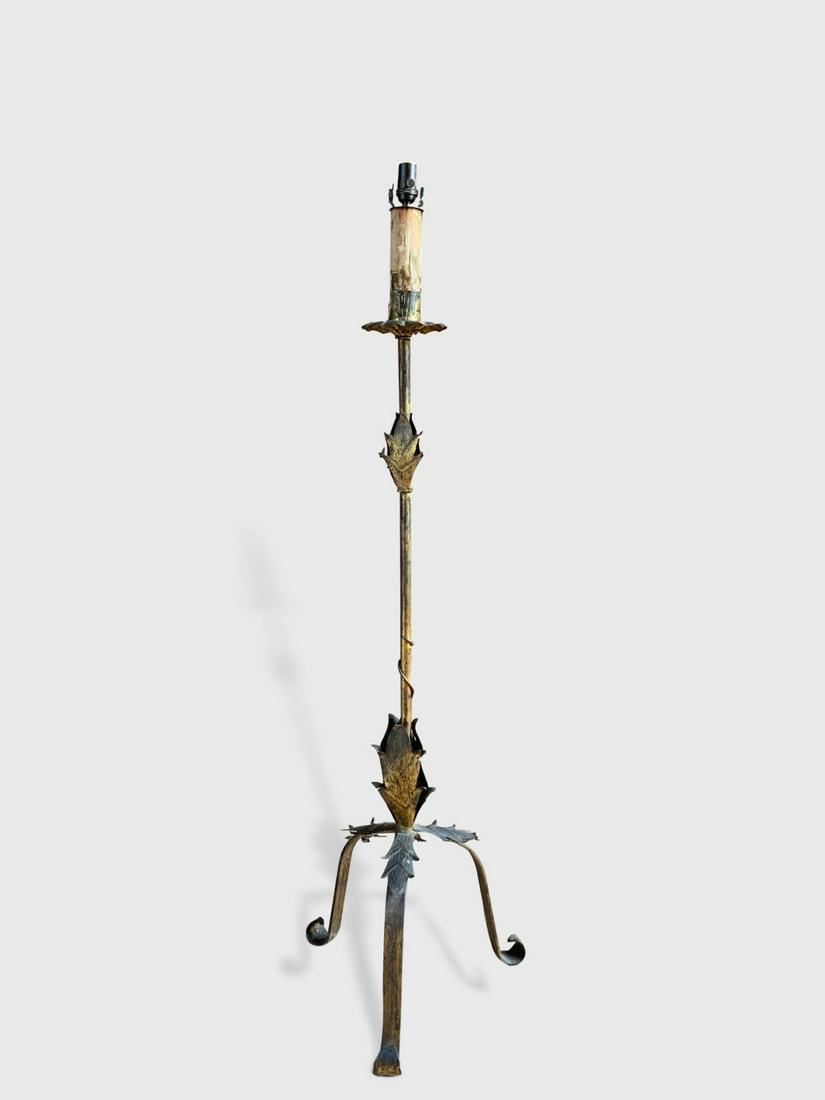 French 1940's Gilt Iron Floor Lamp (1 of 6)