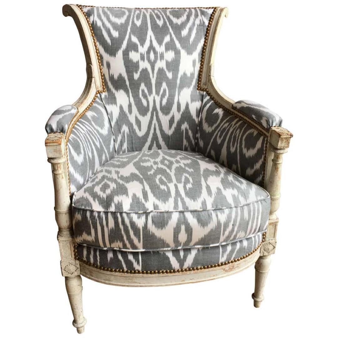 French Directoire Bergere in Ikat Fabric, circa 1800 (1 of 11)
