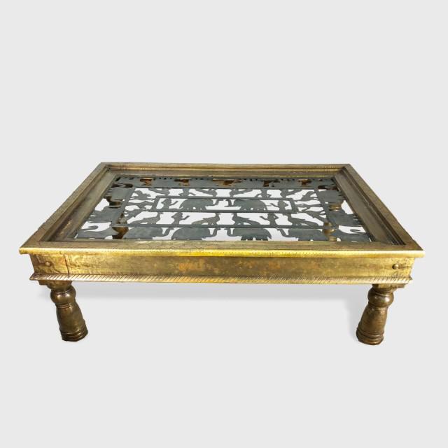Indian Brass and Iron Coffee Table (1 of 7)