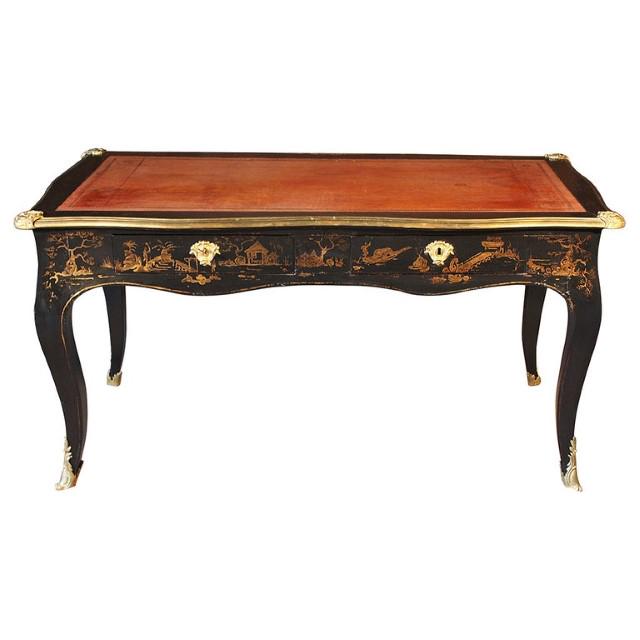 French Louis XV Bureau Plat, Chinoiserie (1 of 10)