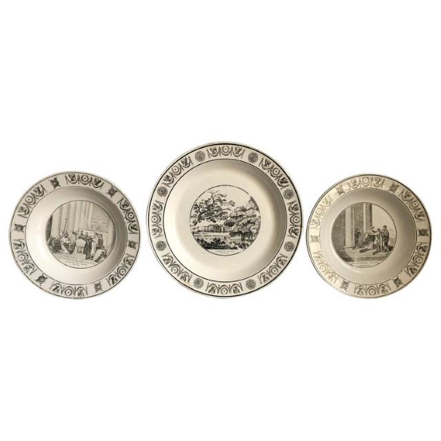 3 Creil Montereau Transfer-Ware Plates, 19th C. (1 of 3)