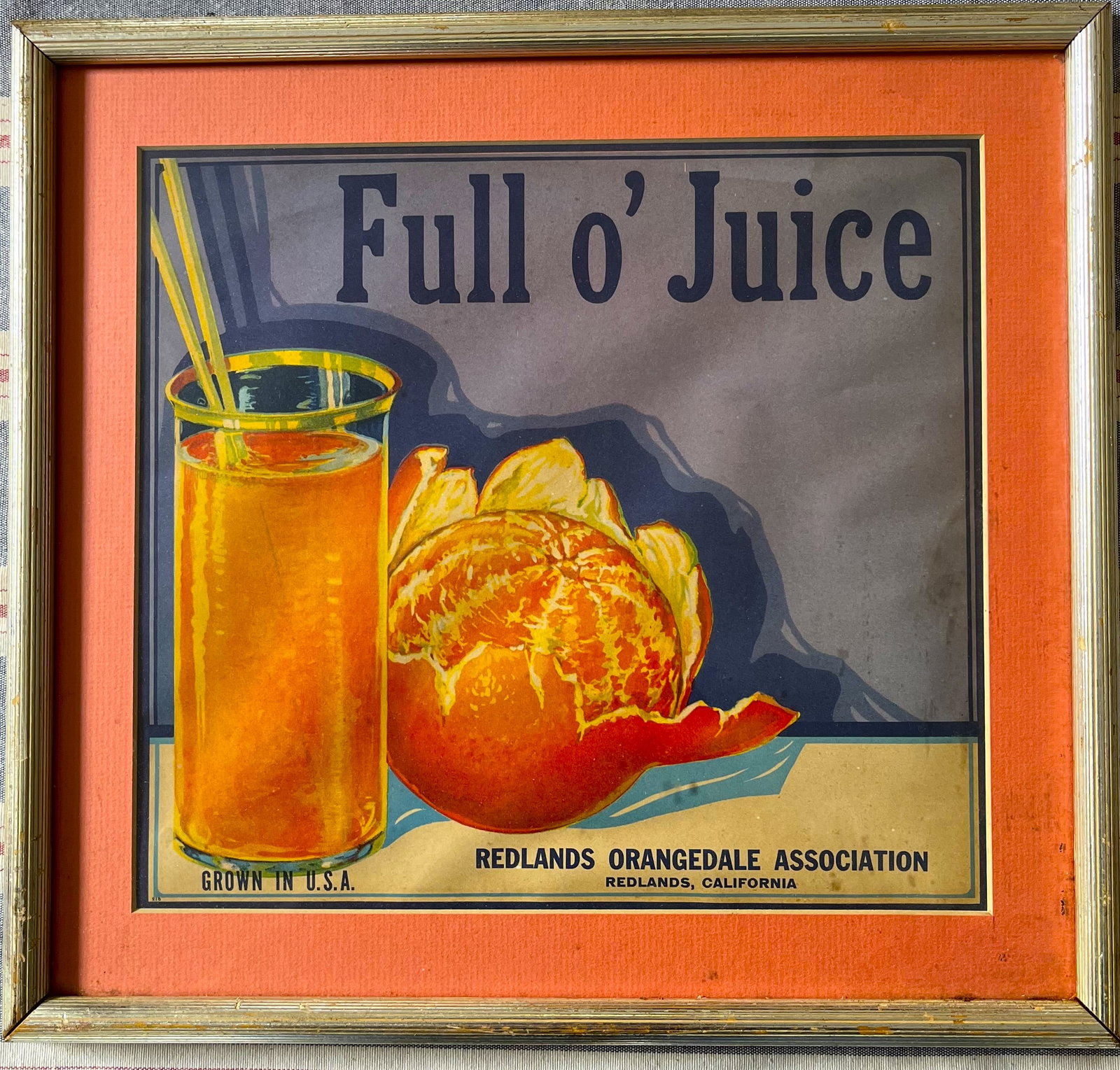 Advertising Art: Fruit box label, circa 1950, Full of Juice. art size 9.5h x 10w