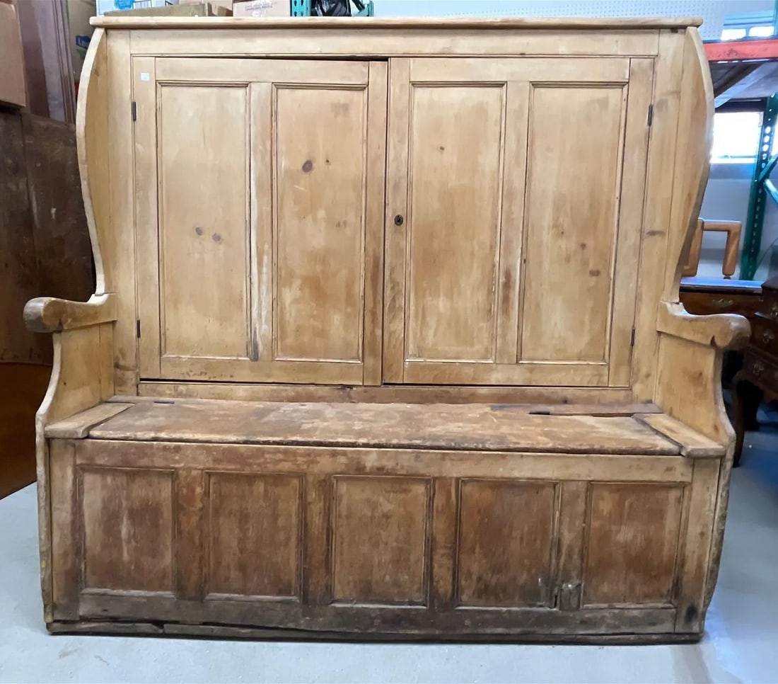 Rustic Pine Settle Bench, Early 19th Century (1 of 6)