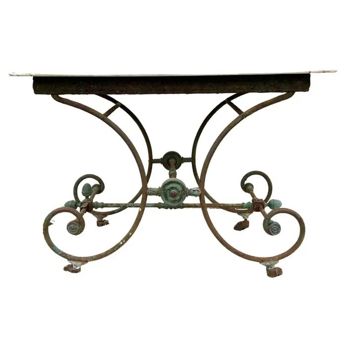 French Marble-Top Baker's Table, Iron (1 of 15)