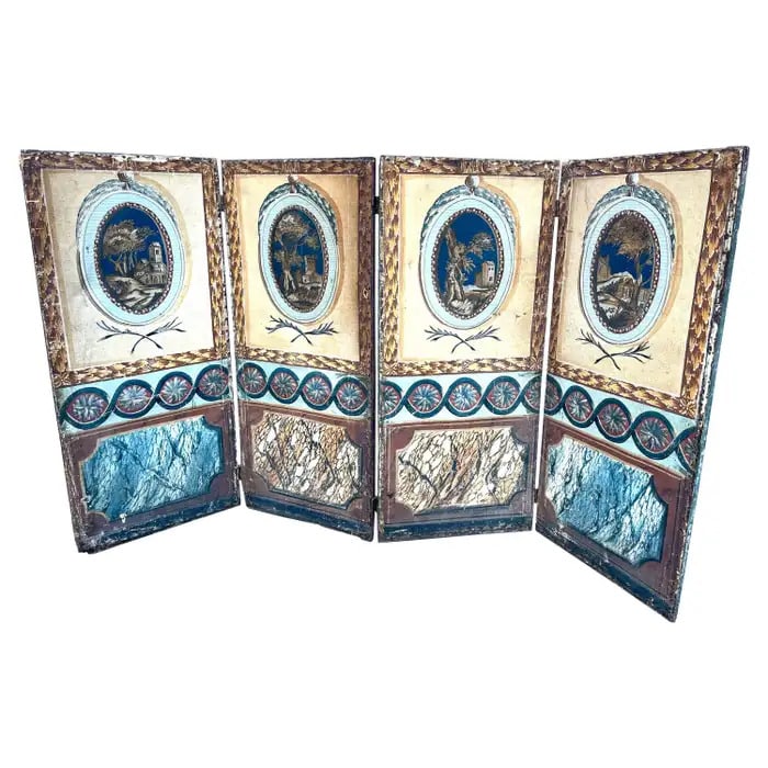 French 18th Century 4-Panel Folding Screen (1 of 11)