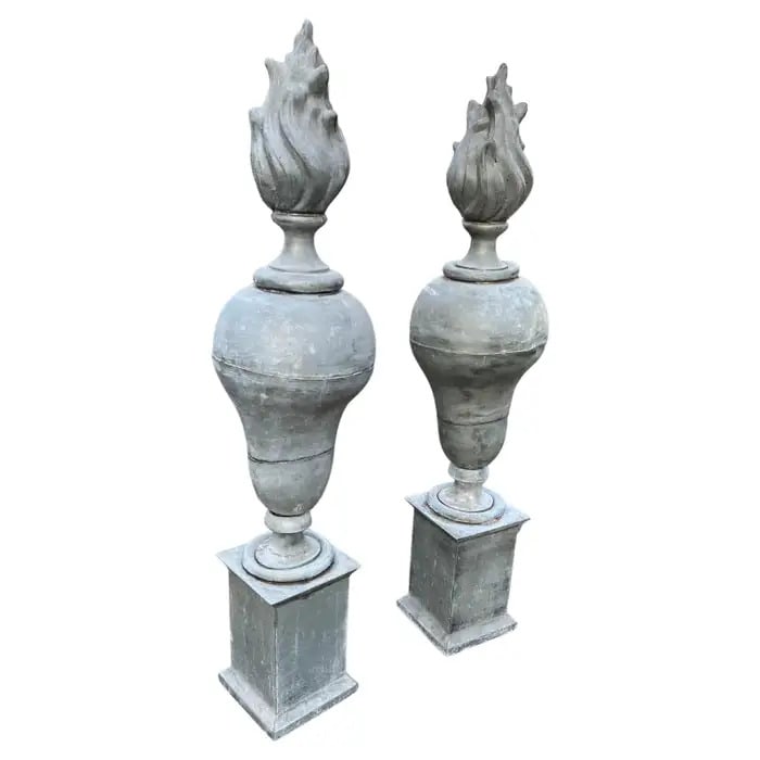 Pair of Tall Zinc Finials, 19th Century (1 of 4)