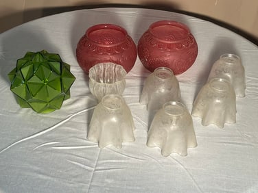 9 Assorted Glass Shades, 1920's