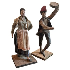Pair of Peasant Figurines in Paper Mâché