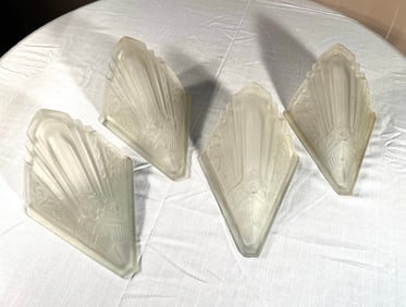 Set of 4 Art Deco Glass Shades