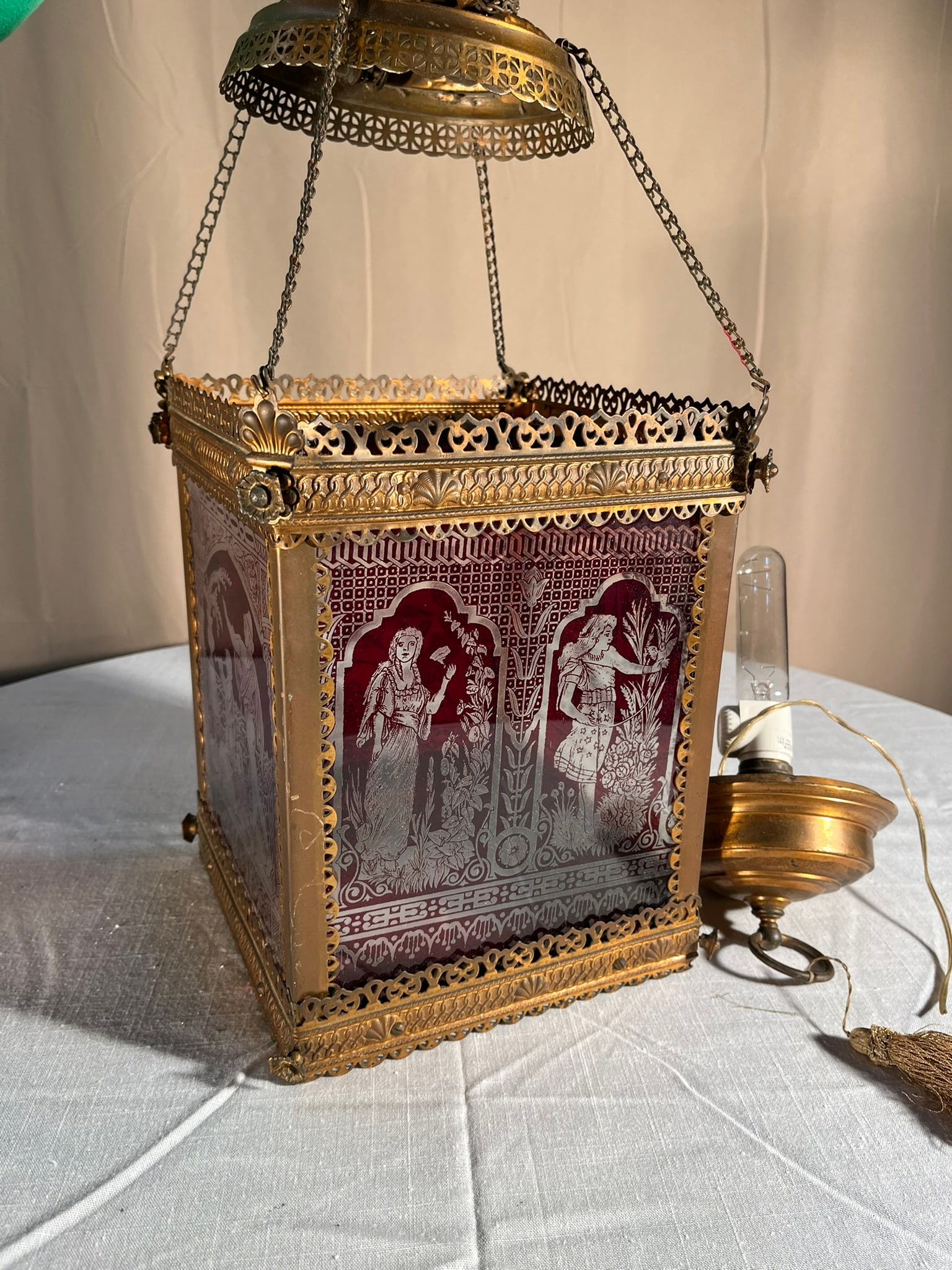 Bohemian Glass Hall Lantern, 19th Century (1 of 7)