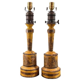 Pair of French Tole Lamps, Empire Style