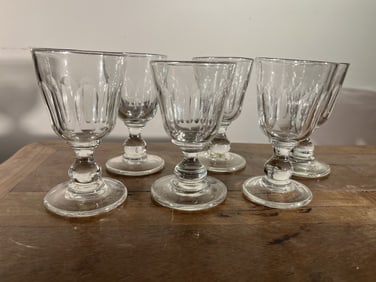 Set of 6 Cut Crystal Sherry Glasses
