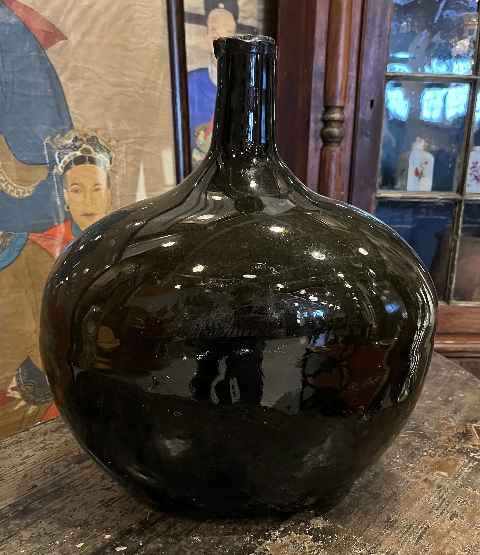 Olive Green Blown Demijohn (1 of 4)