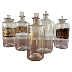 Collection of 5 Apothecary Bottles, 19th Century