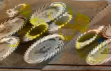 Assorted Creil Demi Tasse Cups and Saucers, 19th Century