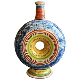 Unusual French Faience "Ring" Bottle, Dated 1838