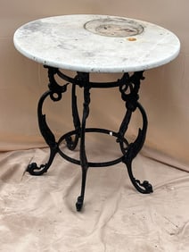 Marble Top Iron Garden Table