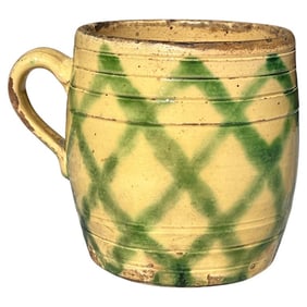 French Jaspe' Barrel-Form Pot, 19th Century