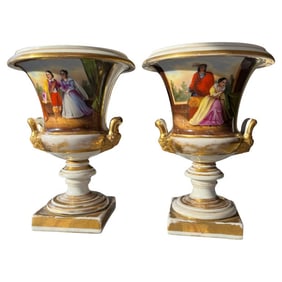 Pair of Vieux Paris Campagna Vases, 19th Century