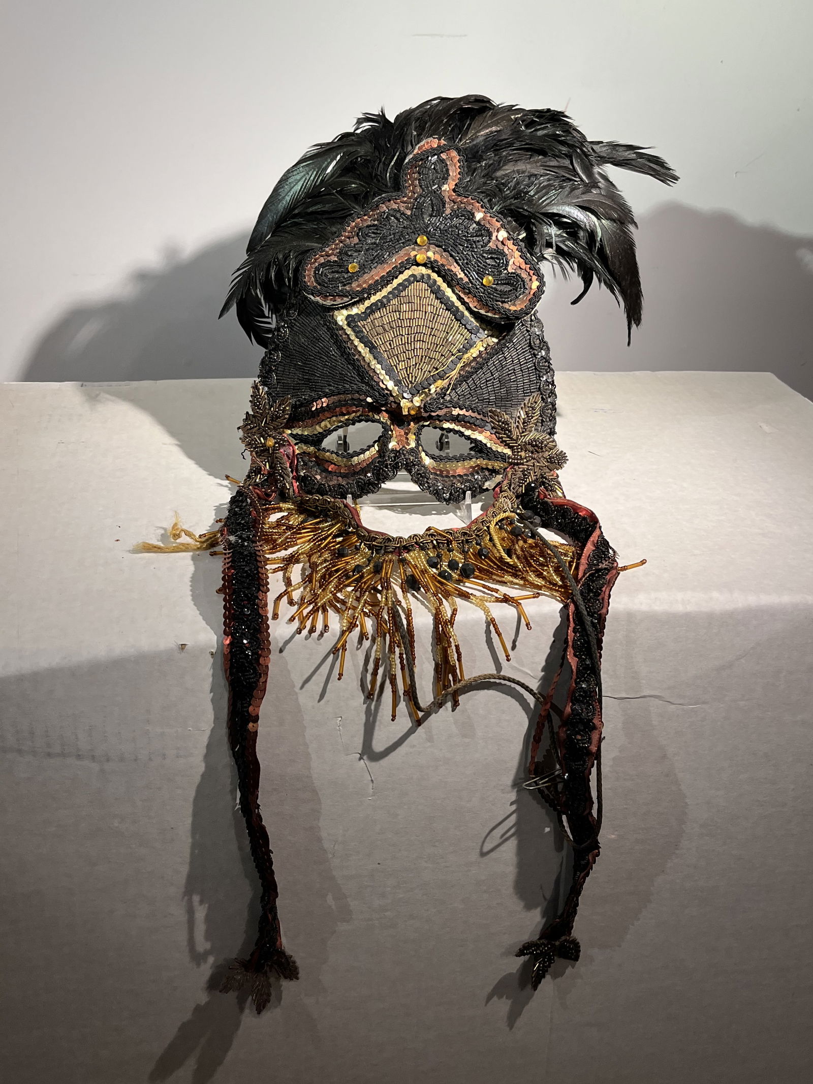 Roaring 20's Beaded Carnival Mask with Feathers (1 of 8)