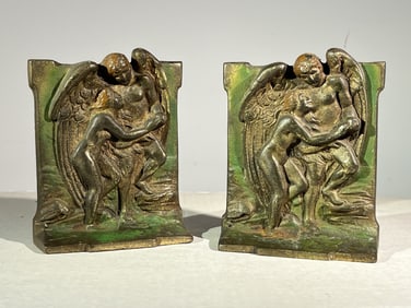 Pair of Art Deco Bookends, Guardian Angel