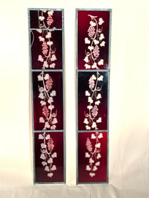 2 Bohemian Glass Leaded Panels