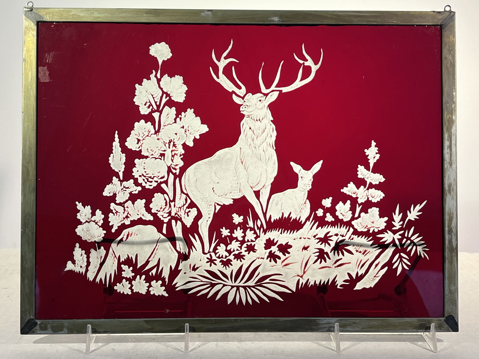 Etched Bohemian Glass Panel (1 of 3)