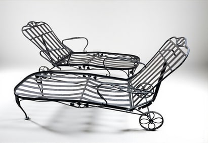 Pair of Iron Chaise Lounges