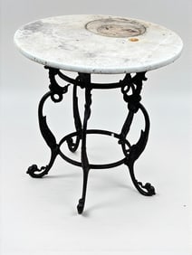 Iron and Marble Garden Table