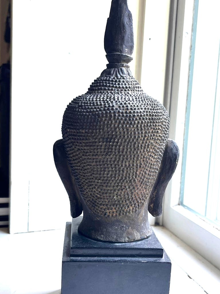 Thai Buddha Head, Bronze - 4