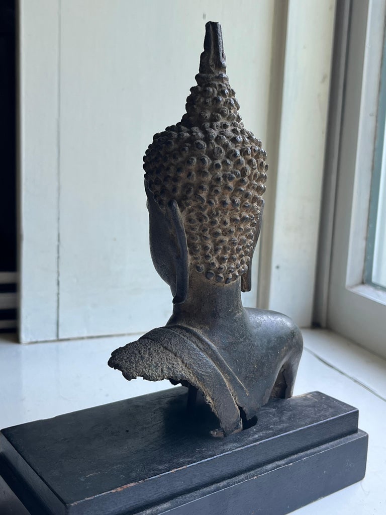 Thai Buddha Head, Bronze - 3