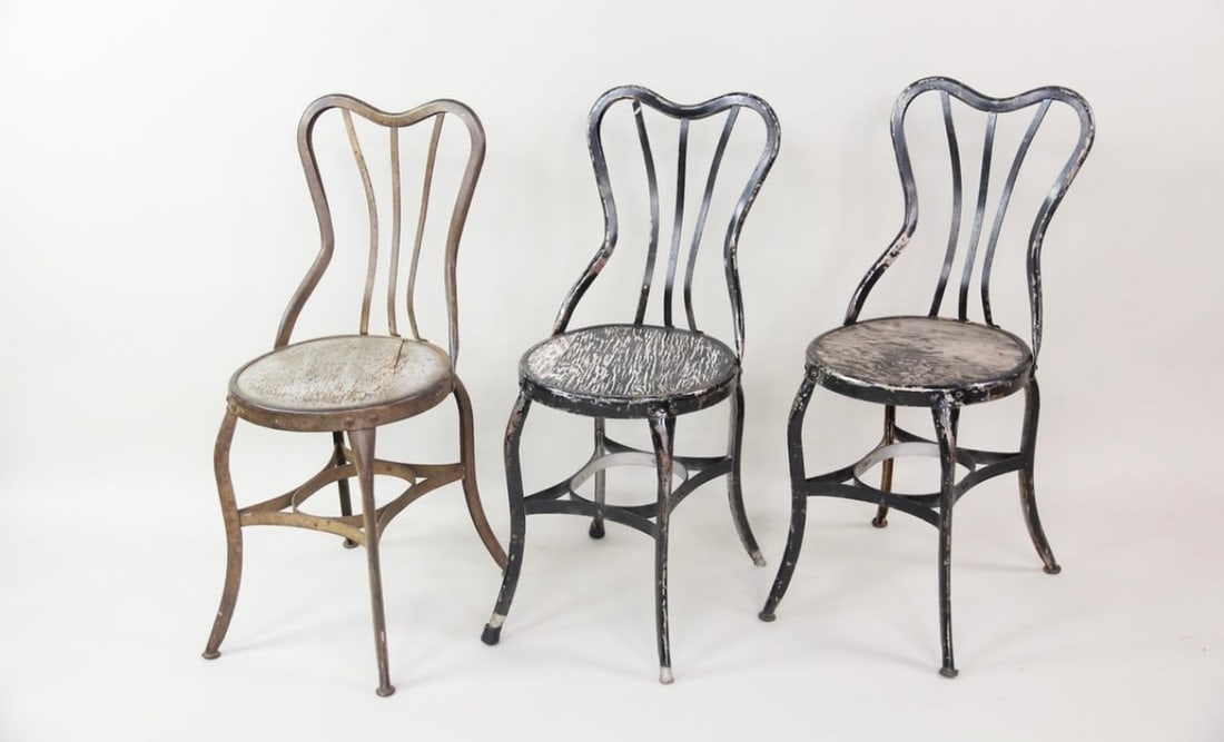 Set of 3 Steel and Wood Chairs (1 of 6)