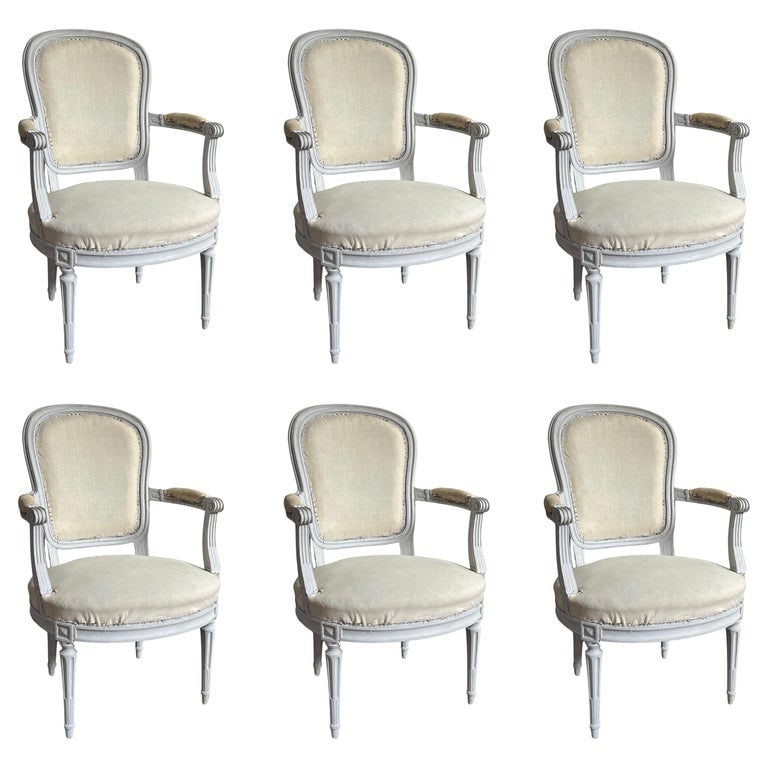 Set of 6 Louis XVI Period Fauteuils, Signed F. Lapierre a Lyon (1 of 6)