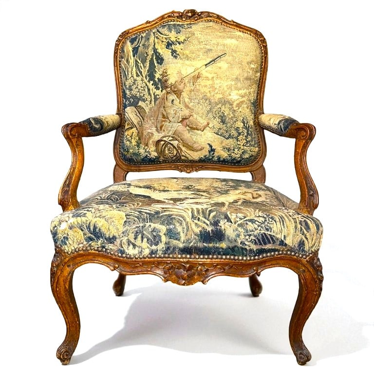 French Louis XV Fauteuil a la Reine, Signed G. Lebrun (1 of 9)