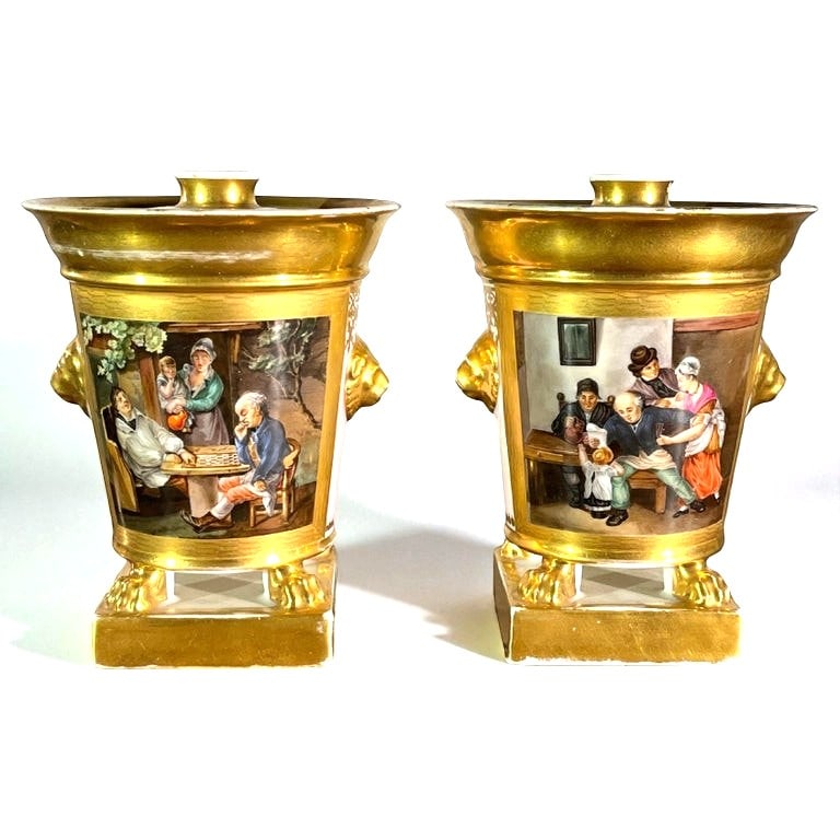 Pair of Old Paris Porcelain Potpourri Vases, Early 19th Century (1 of 12)