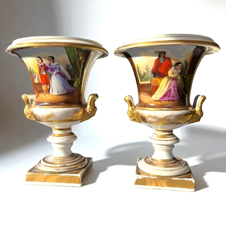 Pair of Old Paris Porcelain Urns (1 of 8)